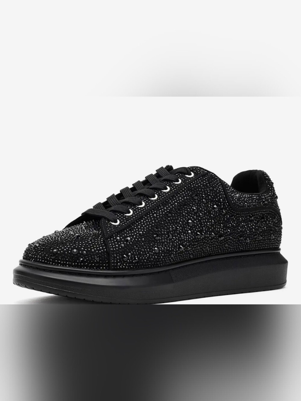 ONCE WORN- 44EU Men AUTHENTIC Alexander McQueen Plimsoll Black Glitter Sneakers